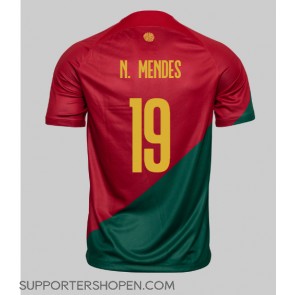 Portugal Nuno Mendes #19 Hemma Matchtröja VM 2022 Kortärmad